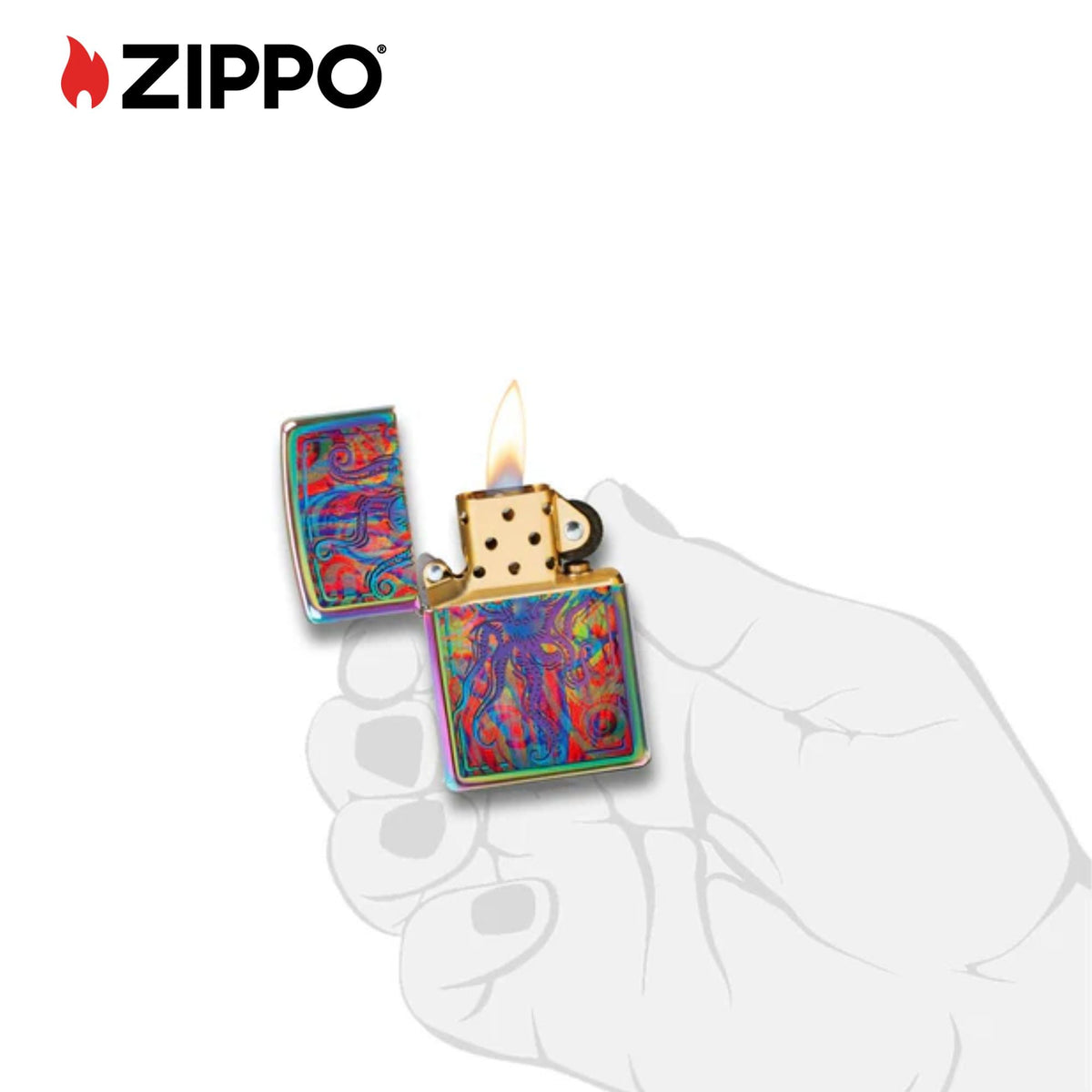 Zippo High Polish Green Octopus Design Windproof Lighter - Image 4